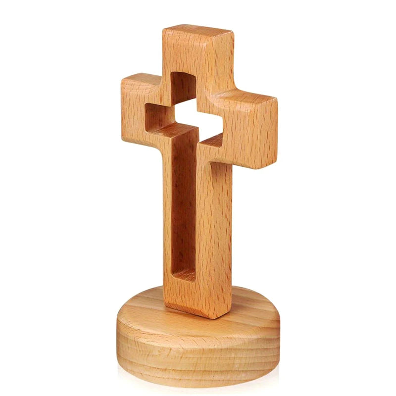 Holy Church Religious Ornament Statue Cross Wood Crucifix Standing Jesus Wall Wooden Religious Christian Table Decoration Gifts