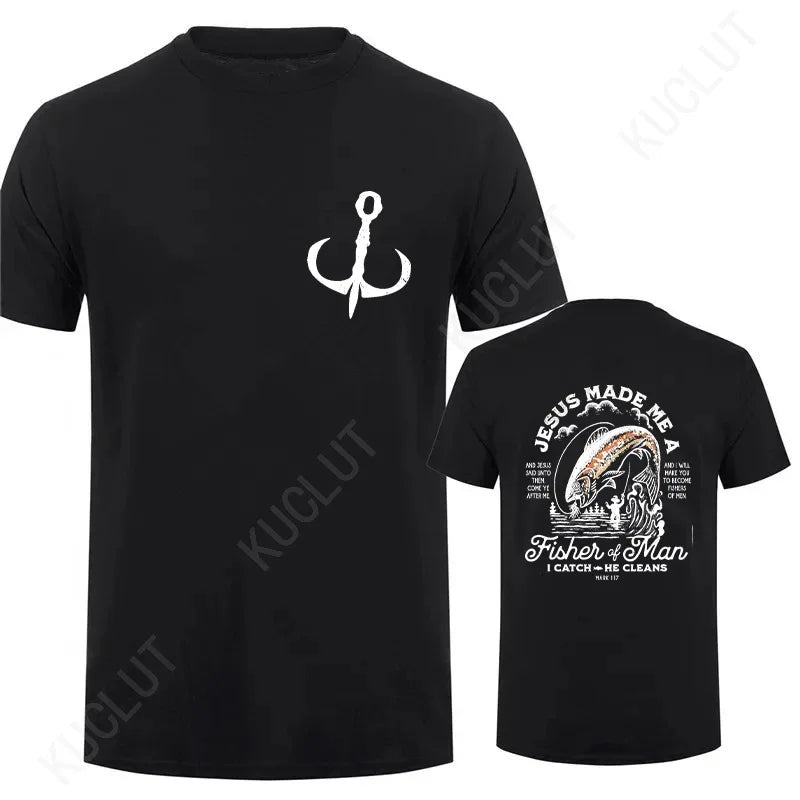 Christian Shirts for Men Christian T Shirts Fisher of Men TShirts Gift for Men Jesus Bible Verse Shirt Dad Birthday Gift Tops