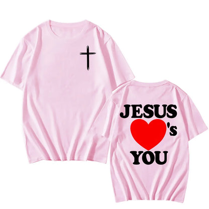 Christian Bible Verse 2025 New Tshirts Jesus Loves You T-shirt Round Neck Summer Cotton T Shirt Camisetas Men Women Clothing Tee