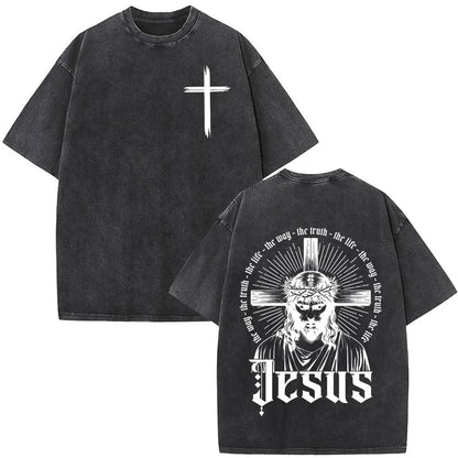 Vintage Washed Nothing But The Blood of Jesus Christian Bible Verse Comfort  T-shirts Men Women Fashion  T Shirt Street Wear