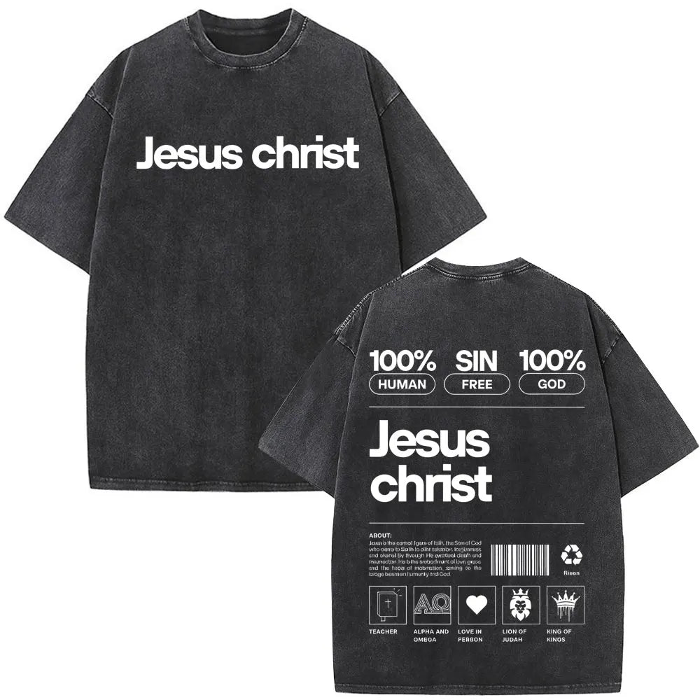 Vintage Washed Nothing But The Blood of Jesus Christian Bible Verse Comfort  T-shirts Men Women Fashion  T Shirt Street Wear
