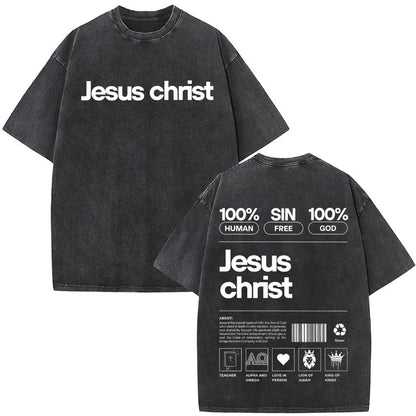 Vintage Washed Nothing But The Blood of Jesus Christian Bible Verse Comfort  T-shirts Men Women Fashion  T Shirt Street Wear
