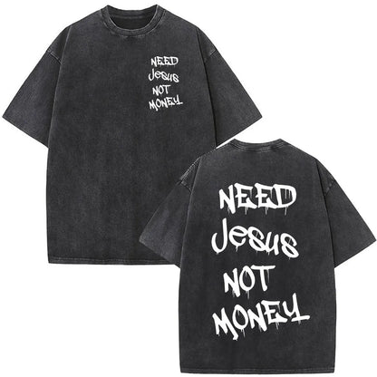 Vintage Washed Nothing But The Blood of Jesus Christian Bible Verse Comfort  T-shirts Men Women Fashion  T Shirt Street Wear