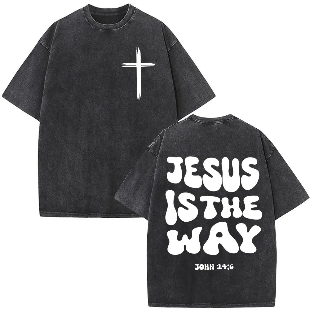 Vintage Washed Nothing But The Blood of Jesus Christian Bible Verse Comfort  T-shirts Men Women Fashion  T Shirt Street Wear
