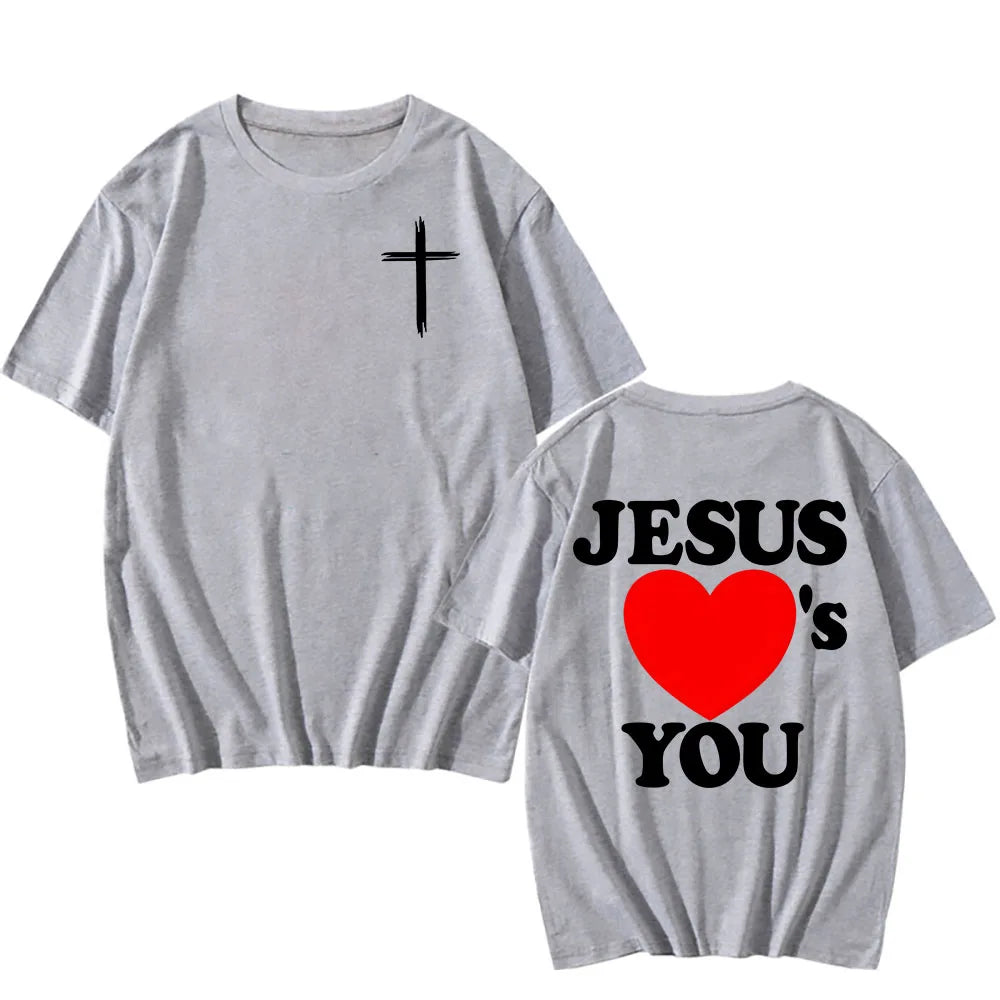 Christian Bible Verse 2025 New Tshirts Jesus Loves You T-shirt Round Neck Summer Cotton T Shirt Camisetas Men Women Clothing Tee