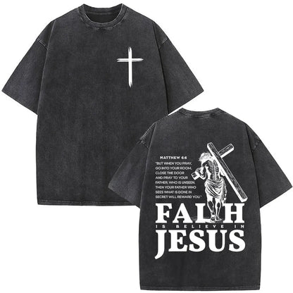 Vintage Washed Nothing But The Blood of Jesus Christian Bible Verse Comfort  T-shirts Men Women Fashion  T Shirt Street Wear