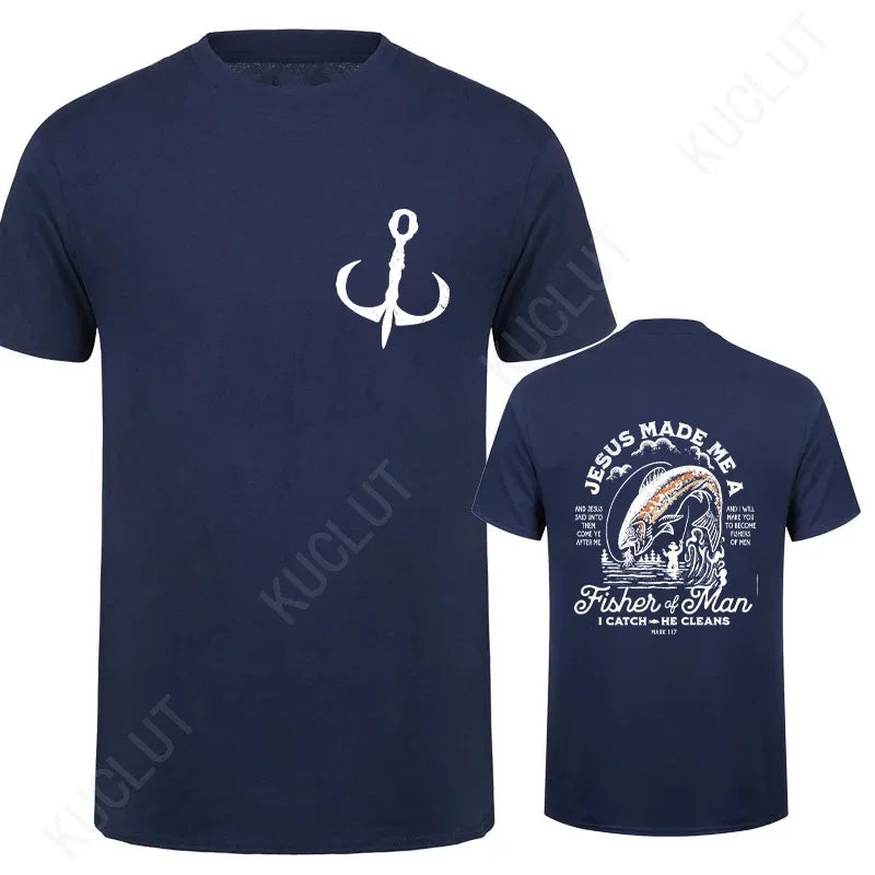 Christian Shirts for Men Christian T Shirts Fisher of Men TShirts Gift for Men Jesus Bible Verse Shirt Dad Birthday Gift Tops