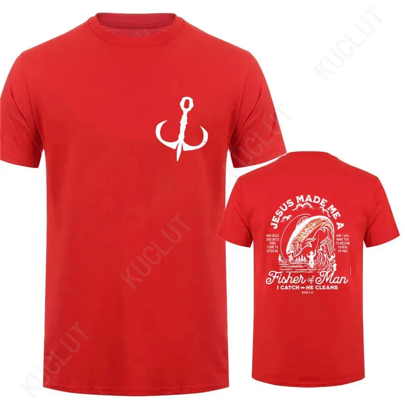 Christian Shirts for Men Christian T Shirts Fisher of Men TShirts Gift for Men Jesus Bible Verse Shirt Dad Birthday Gift Tops