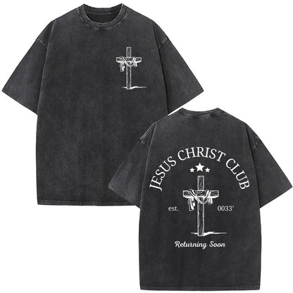 Vintage Washed Nothing But The Blood of Jesus Christian Bible Verse Comfort  T-shirts Men Women Fashion  T Shirt Street Wear
