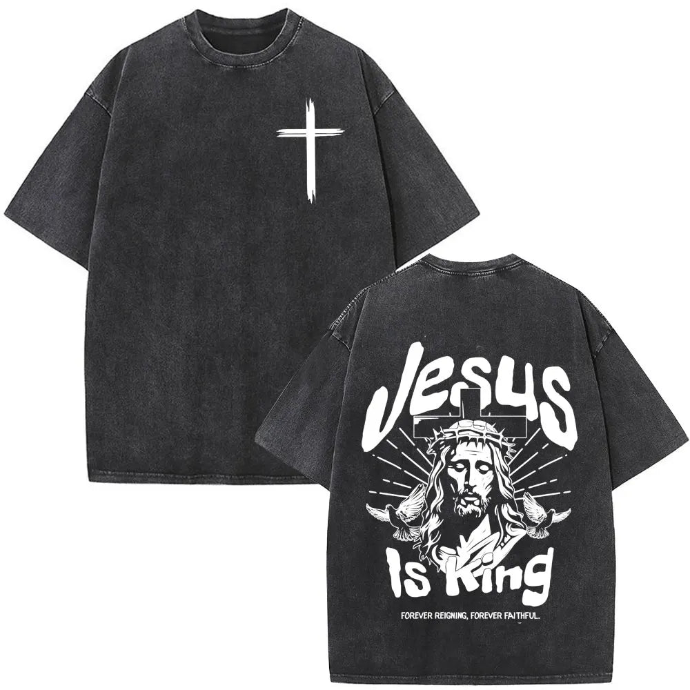Vintage Washed Nothing But The Blood of Jesus Christian Bible Verse Comfort  T-shirts Men Women Fashion  T Shirt Street Wear
