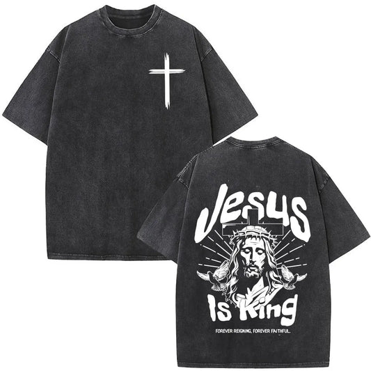 Vintage Washed Nothing But The Blood of Jesus Christian Bible Verse Comfort  T-shirts Men Women Fashion  T Shirt Street Wear