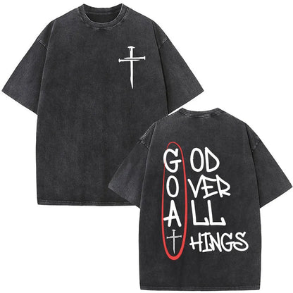 Vintage Washed Nothing But The Blood of Jesus Christian Bible Verse Comfort  T-shirts Men Women Fashion  T Shirt Street Wear