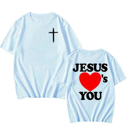 Christian Bible Verse 2025 New Tshirts Jesus Loves You T-shirt Round Neck Summer Cotton T Shirt Camisetas Men Women Clothing Tee