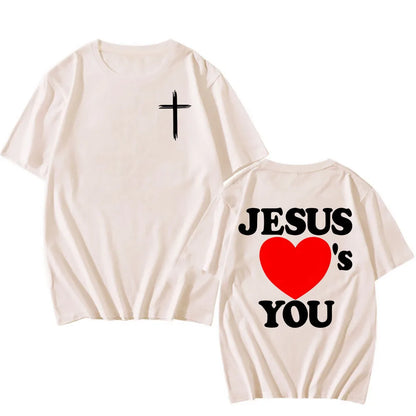 Christian Bible Verse 2025 New Tshirts Jesus Loves You T-shirt Round Neck Summer Cotton T Shirt Camisetas Men Women Clothing Tee