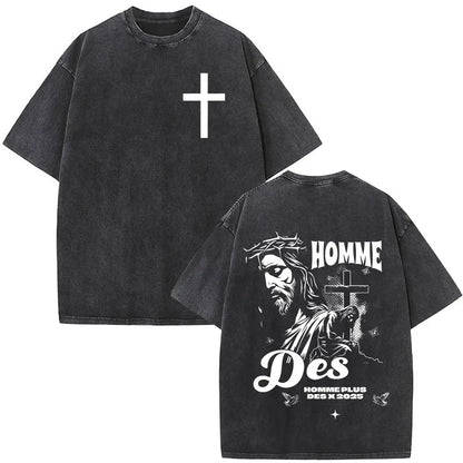 Vintage Washed Nothing But The Blood of Jesus Christian Bible Verse Comfort  T-shirts Men Women Fashion  T Shirt Street Wear