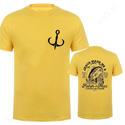 Christian Shirts for Men Christian T Shirts Fisher of Men TShirts Gift for Men Jesus Bible Verse Shirt Dad Birthday Gift Tops